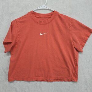 The Nike Tee Loose Fit Womens Large Center Swoosh Tshirt Cropped Coral